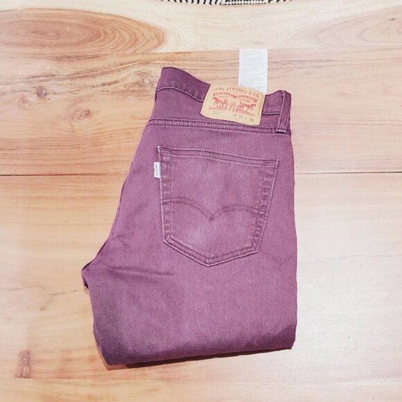 Mens Limited Edition Levi's Brushed Burgundy 511 Slim Straight Fit Stret… - Picture 5 of 14